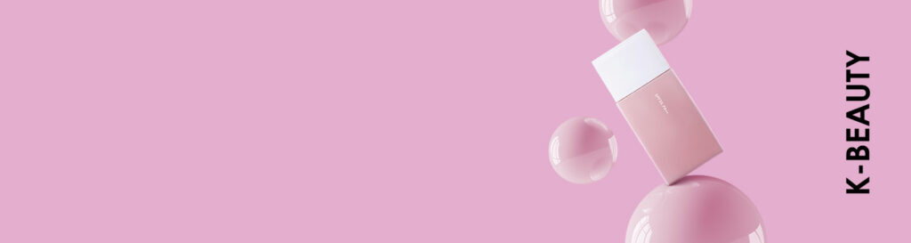 Minimalist K‑Beauty product lineup with soft pink tones – EXCOSMIC’s premium Korean skincare collection.