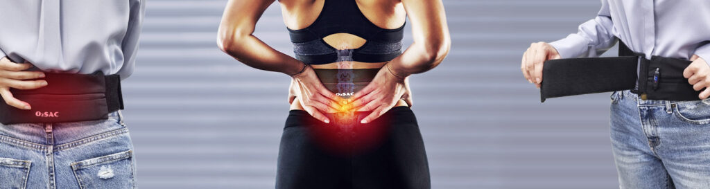EXCOSMIC wireless far-infrared heating belt in use - pain relief and wellness solution.